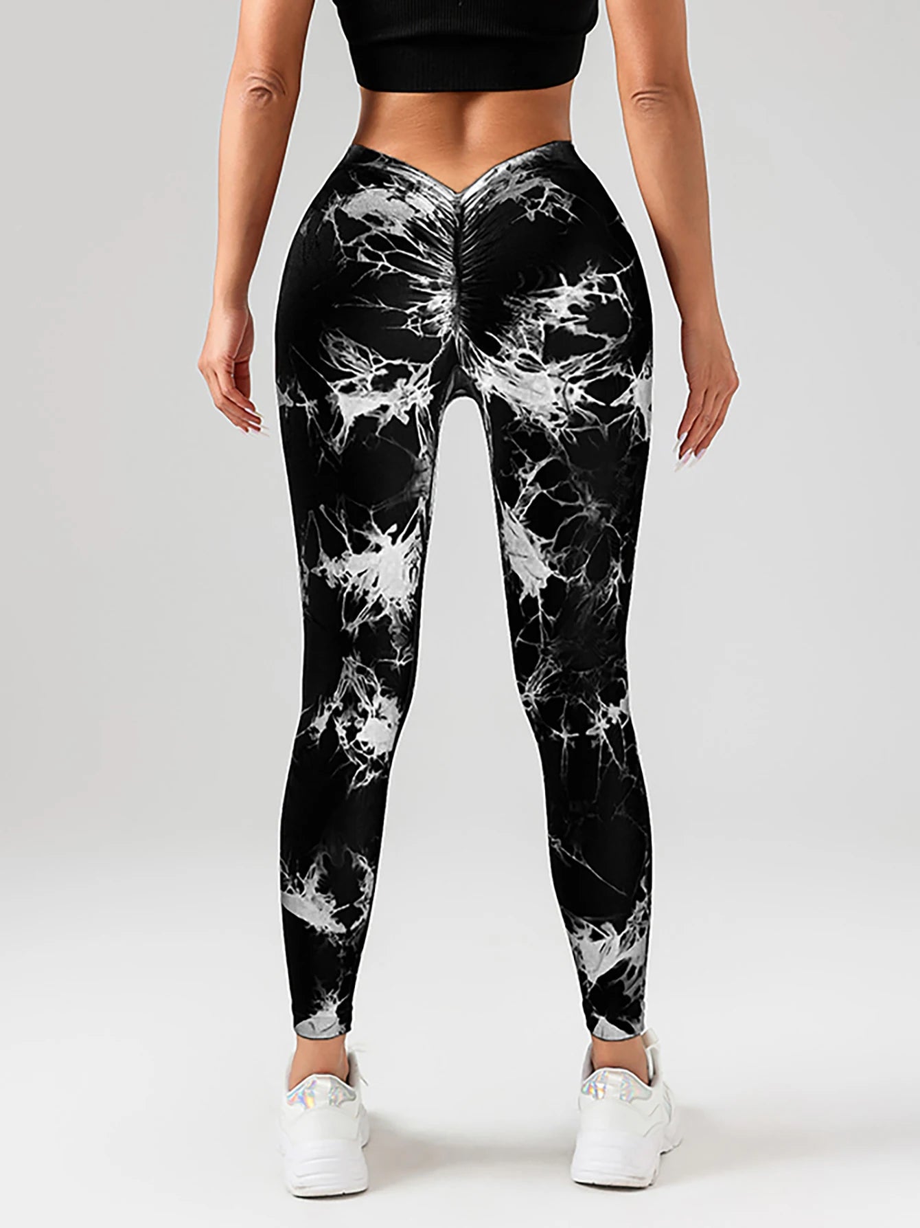 US Local Women‘s Spandex Tie Dye Scrunch Butt Lifting V Back Leggings