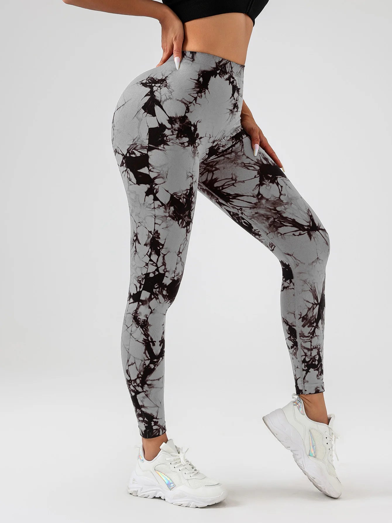 US Local Women‘s Spandex Tie Dye Scrunch Butt Lifting V Back Leggings
