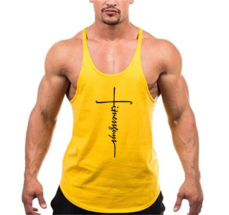 Brand Gym Stringer Tank Top Men Bodybuilding Clothing Cotton Sleeveless