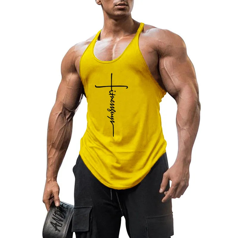 Brand Gym Stringer Tank Top Men Bodybuilding Clothing Cotton Sleeveless