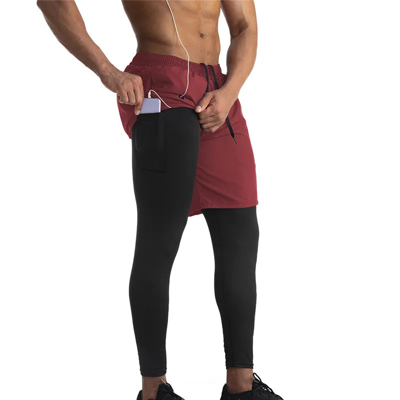 Running Shorts Men 2 In 1 Double-deck Quick Dry