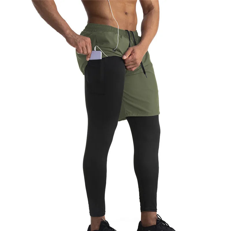 Running Shorts Men 2 In 1 Double-deck Quick Dry