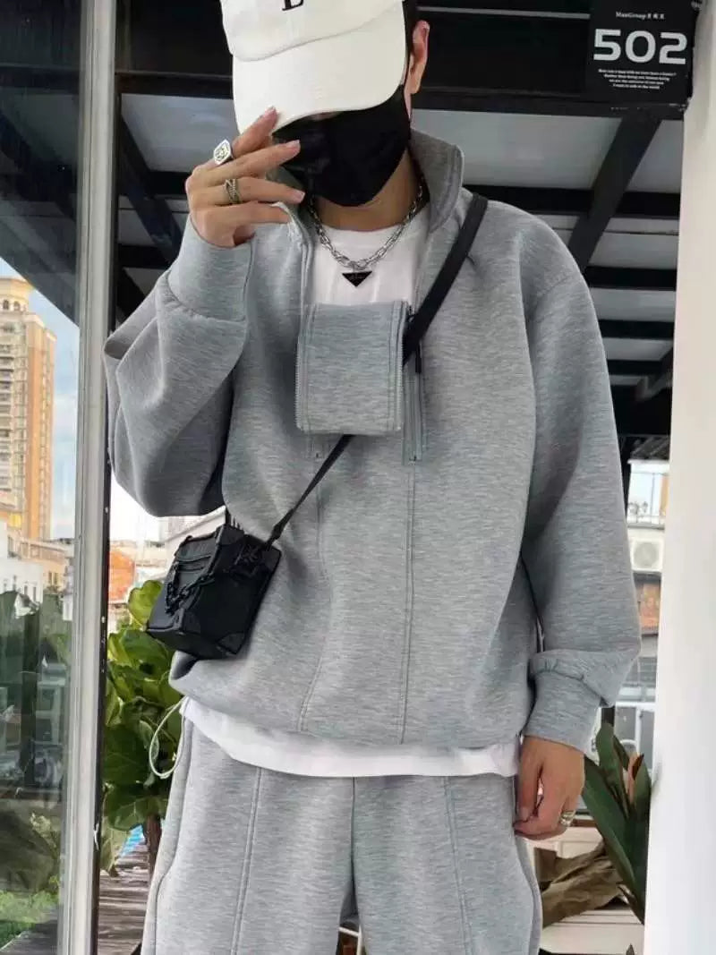 Autumn New Douyin Online Influencer Loose Half Open Double Zipper Sweater