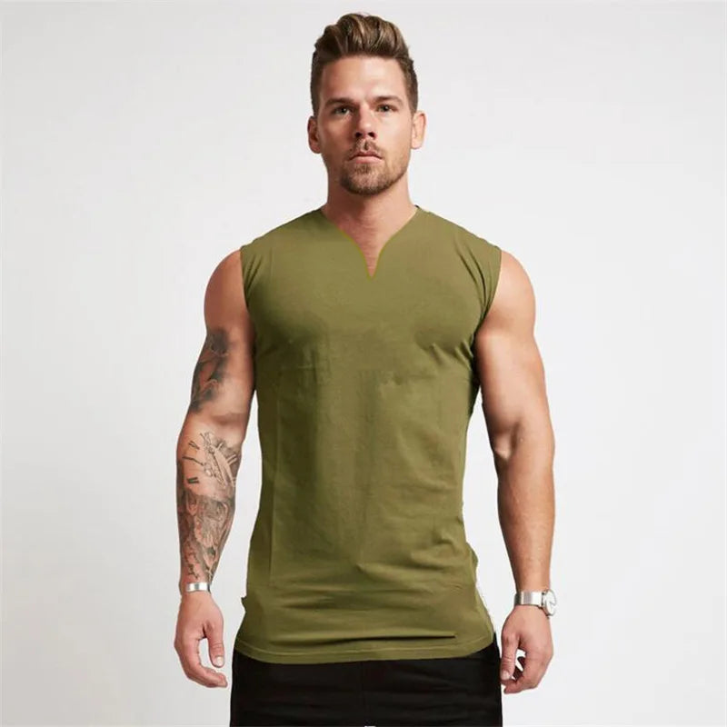 Cotton V-neck Fitness Tank Top