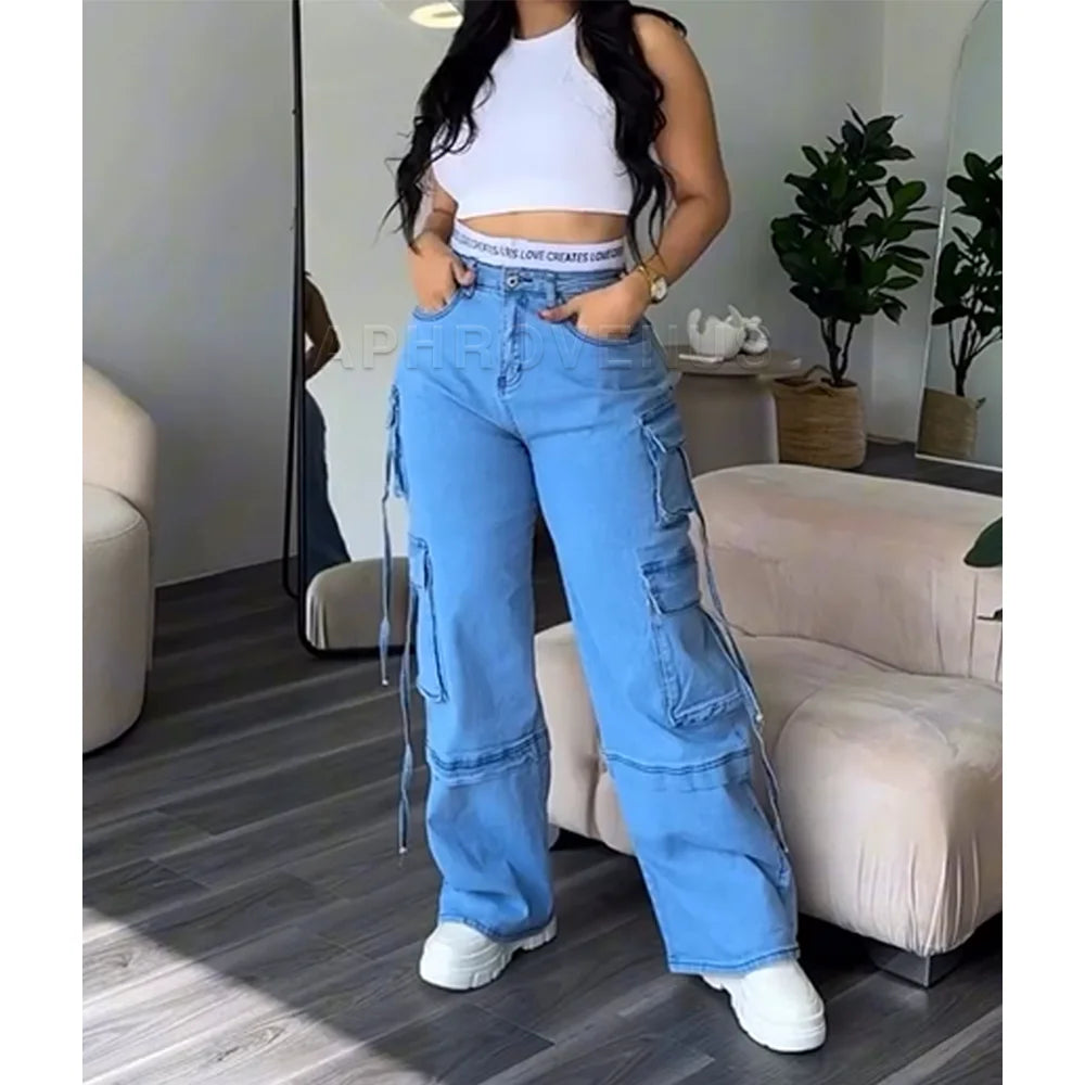 Denim Straight Jeans Wide Leg