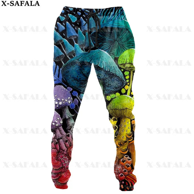 Colorful Mushroom 3D Print Men Pants Long Y2k