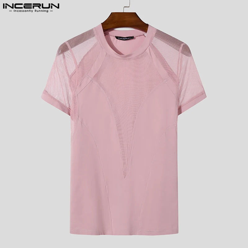 Sexy Men's Mesh Splicing T-shirt