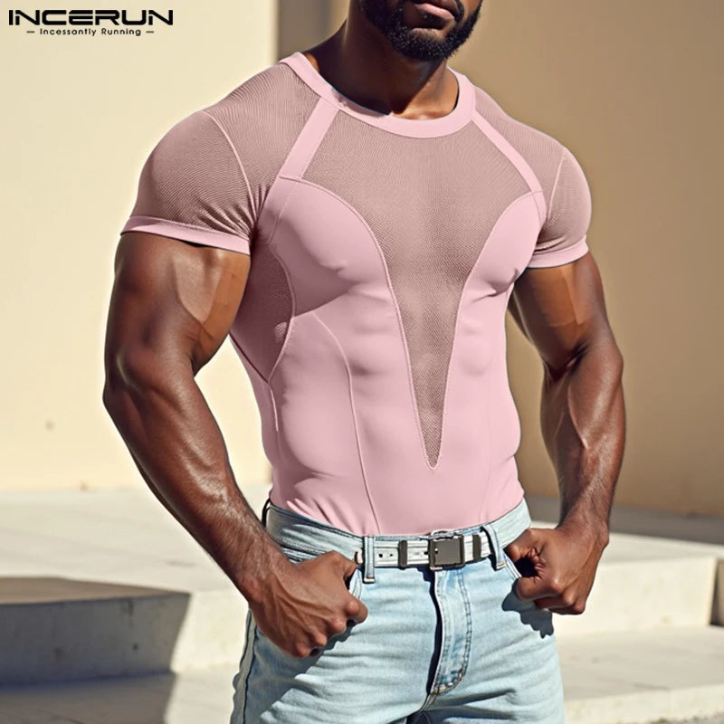 Sexy Men's Mesh Splicing T-shirt