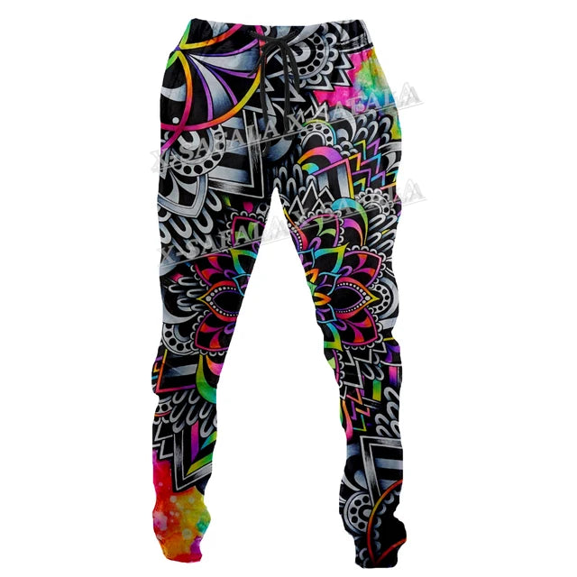 Colorful Mushroom 3D Print Men Pants Long Y2k