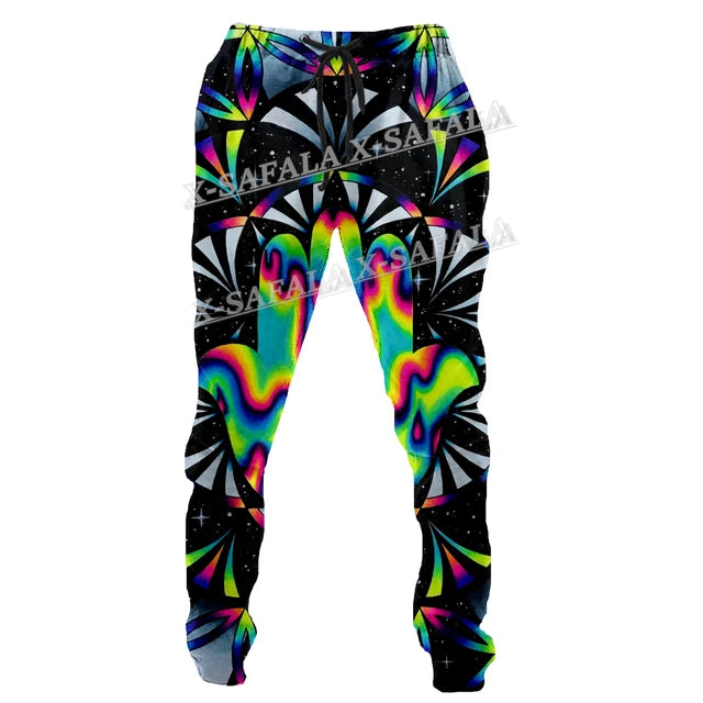 Colorful Mushroom 3D Print Men Pants Long Y2k