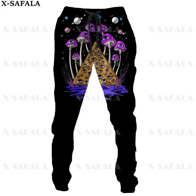 Colorful Mushroom 3D Print Men Pants Long Y2k