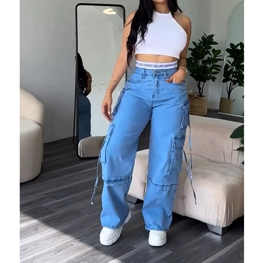 Denim Straight Jeans Wide Leg