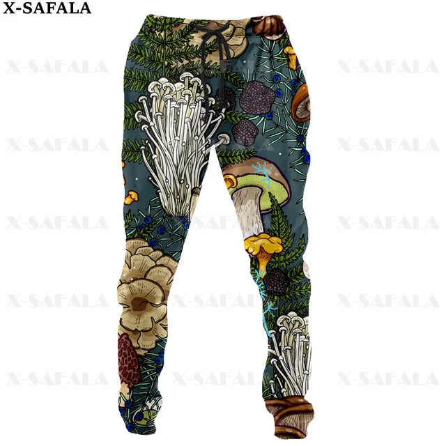 Colorful Mushroom 3D Print Men Pants Long Y2k