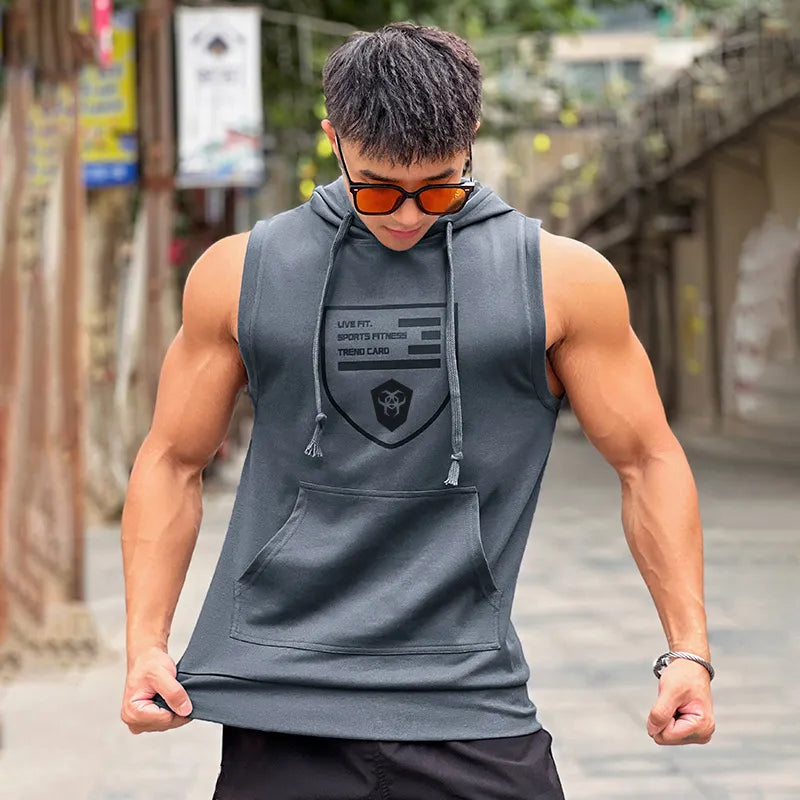 Hooded Print Cotton Gyms Clothing