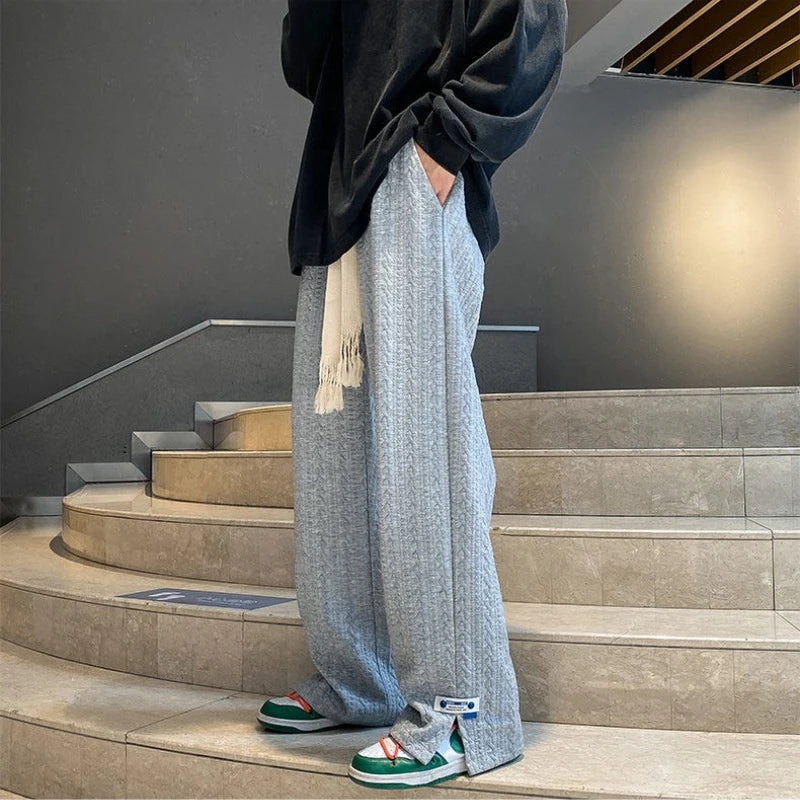 Men High Street Sweatpants  Casual Side Slit