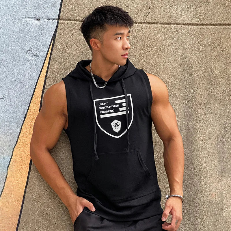 Hooded Print Cotton Gyms Clothing