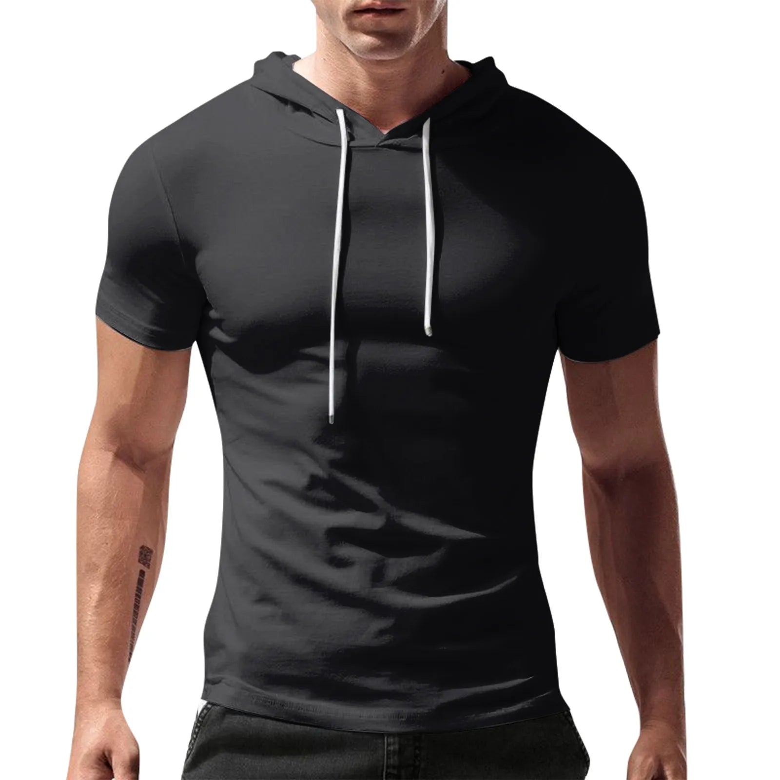 Short Sleeve T-shirt Men's Hooded Casual Loose