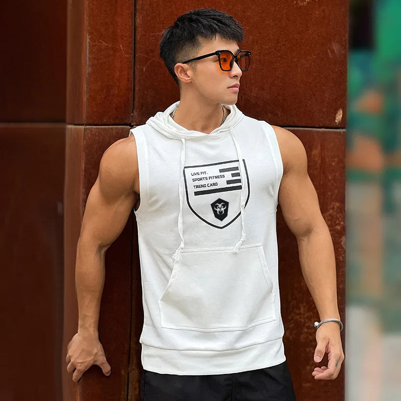 Hooded Print Cotton Gyms Clothing