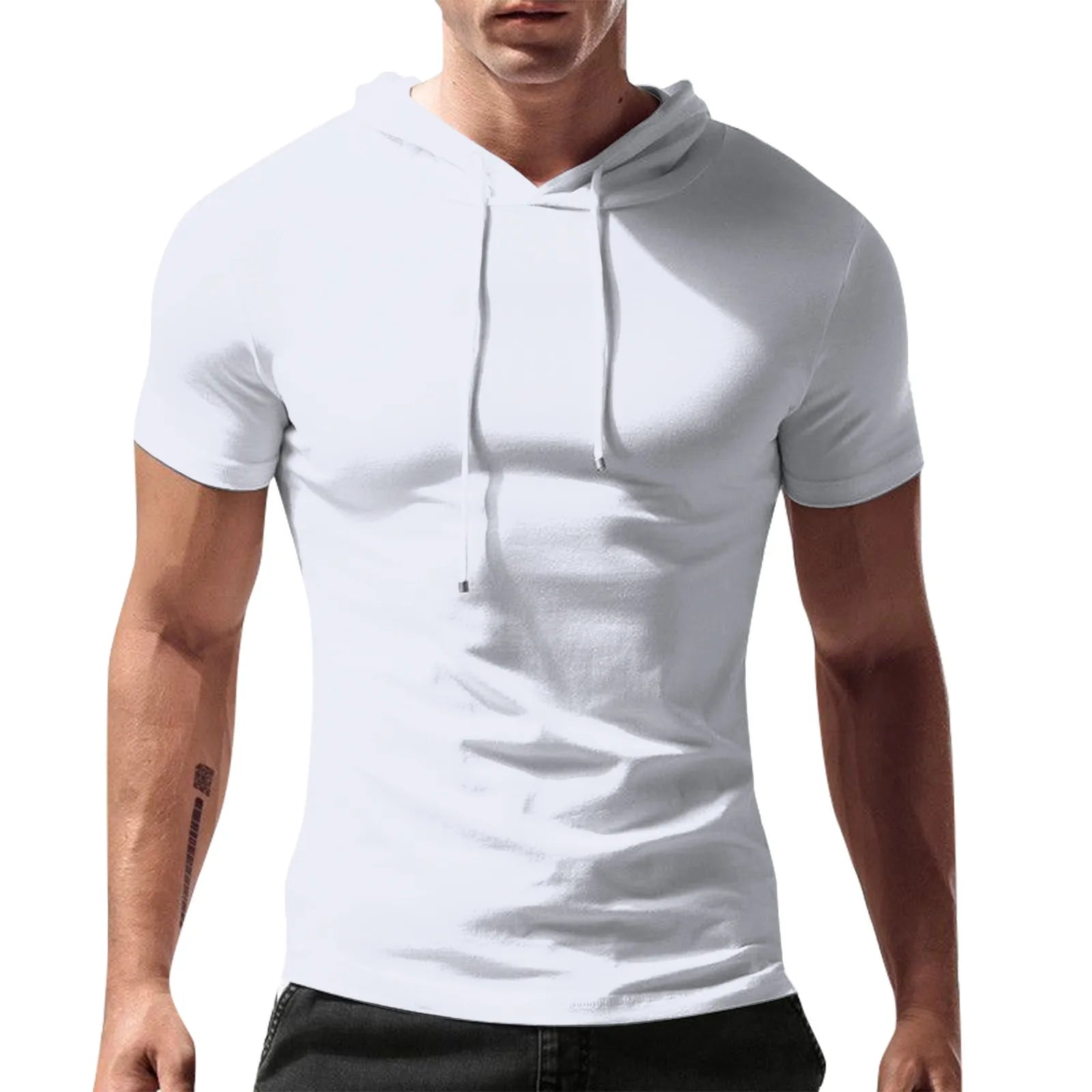 Short Sleeve T-shirt Men's Hooded Casual Loose