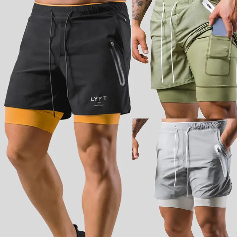 2 in 1 Running Sports Shorts