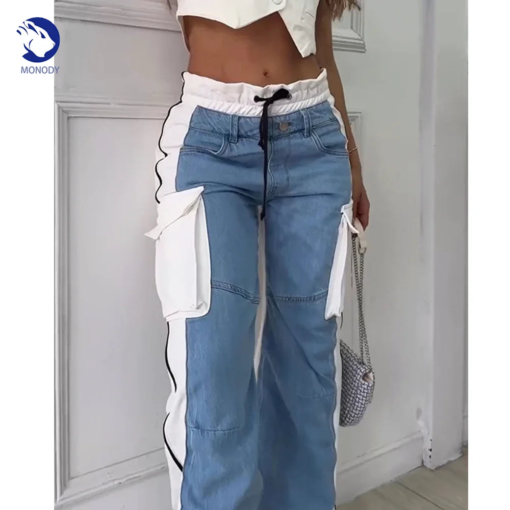 Women High Waisted Baggy Casual Jeans