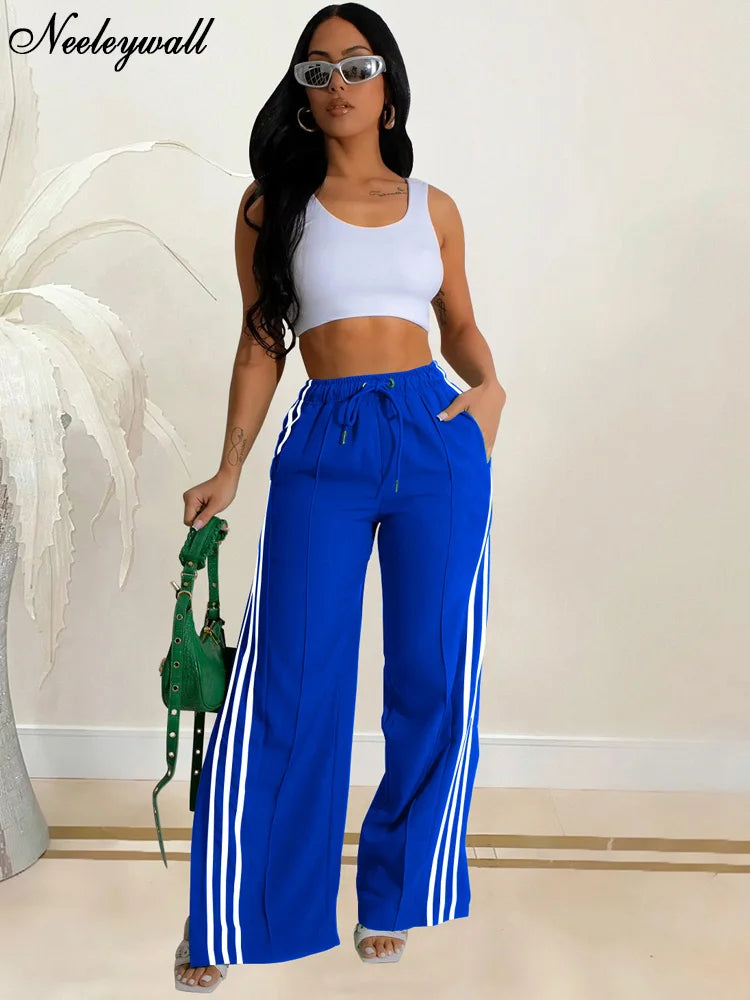 Sporty Striped Side Flare Jogger Trousers