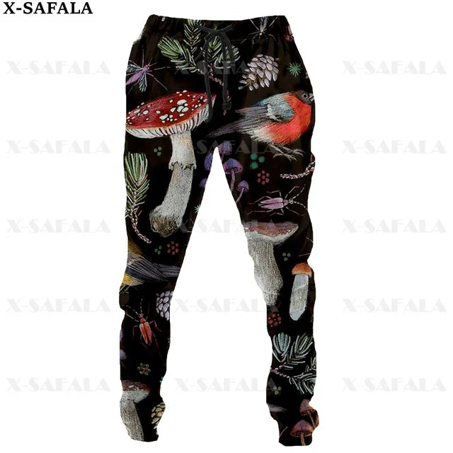 Colorful Mushroom 3D Print Men Pants Long Y2k