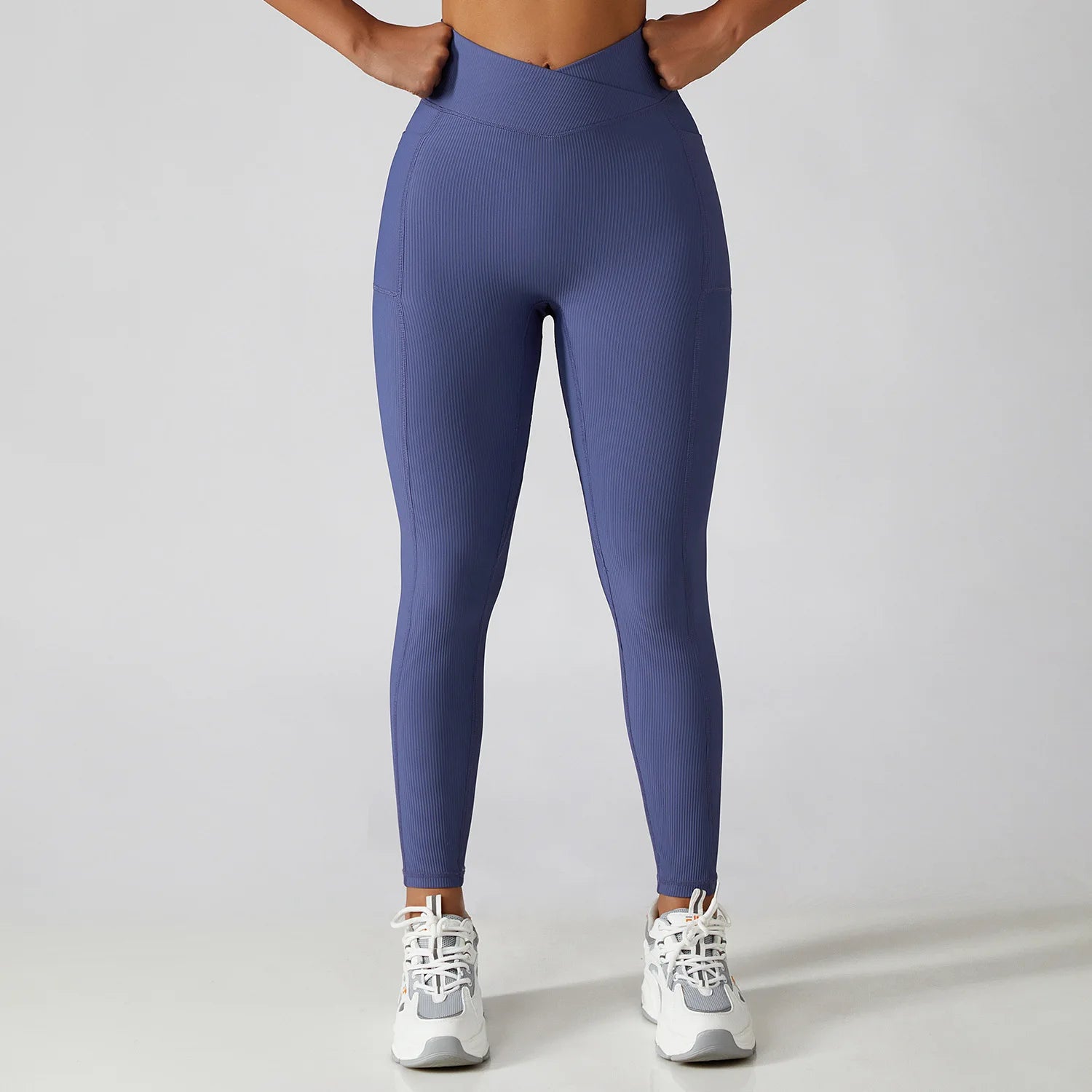 Solid Color Ribbed Yoga Pants