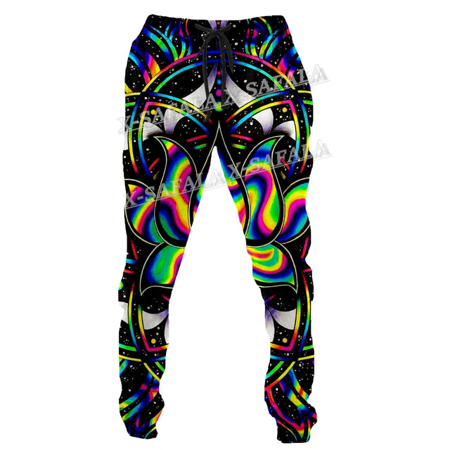 Colorful Mushroom 3D Print Men Pants Long Y2k