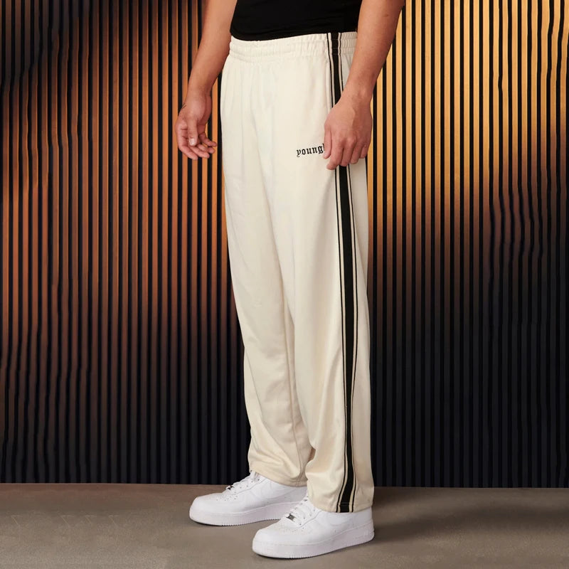 Men's Sweatpants Knitted Striped Patchwork