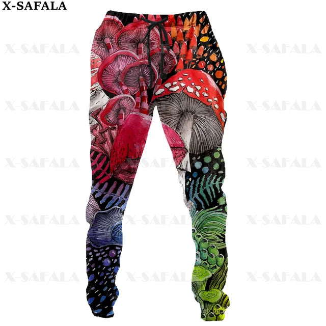 Colorful Mushroom 3D Print Men Pants Long Y2k