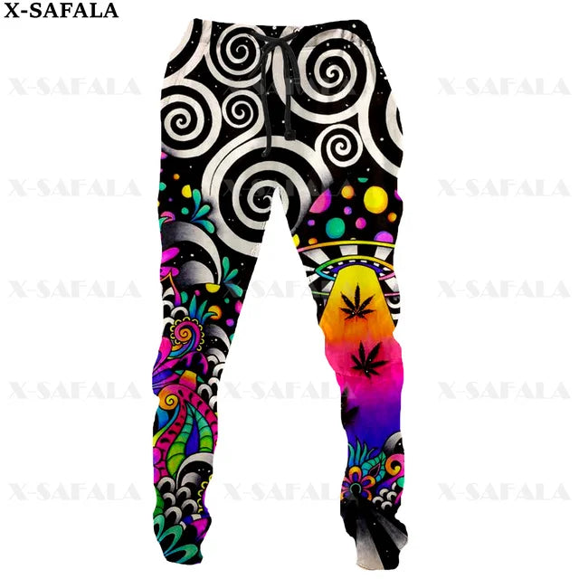 Colorful Mushroom 3D Print Men Pants Long Y2k