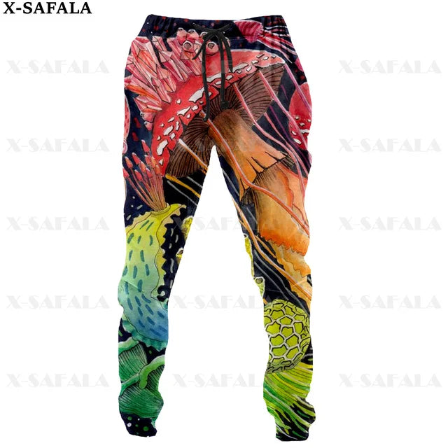 Colorful Mushroom 3D Print Men Pants Long Y2k