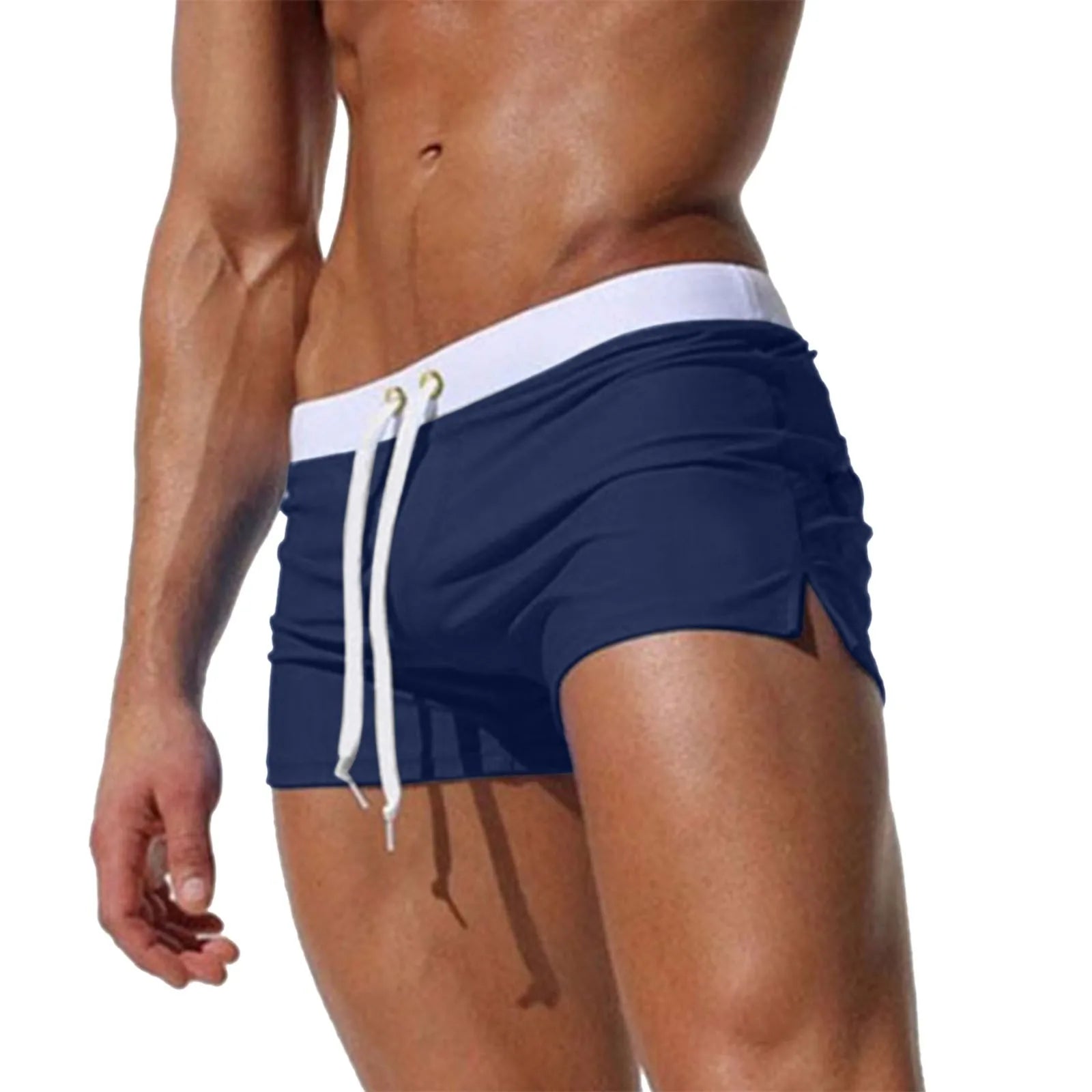 Summer Men's Beach Shorts White Zipper Pocket