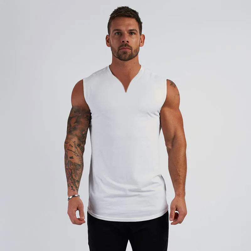 Cotton V-neck Fitness Tank Top