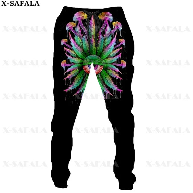 Colorful Mushroom 3D Print Men Pants Long Y2k