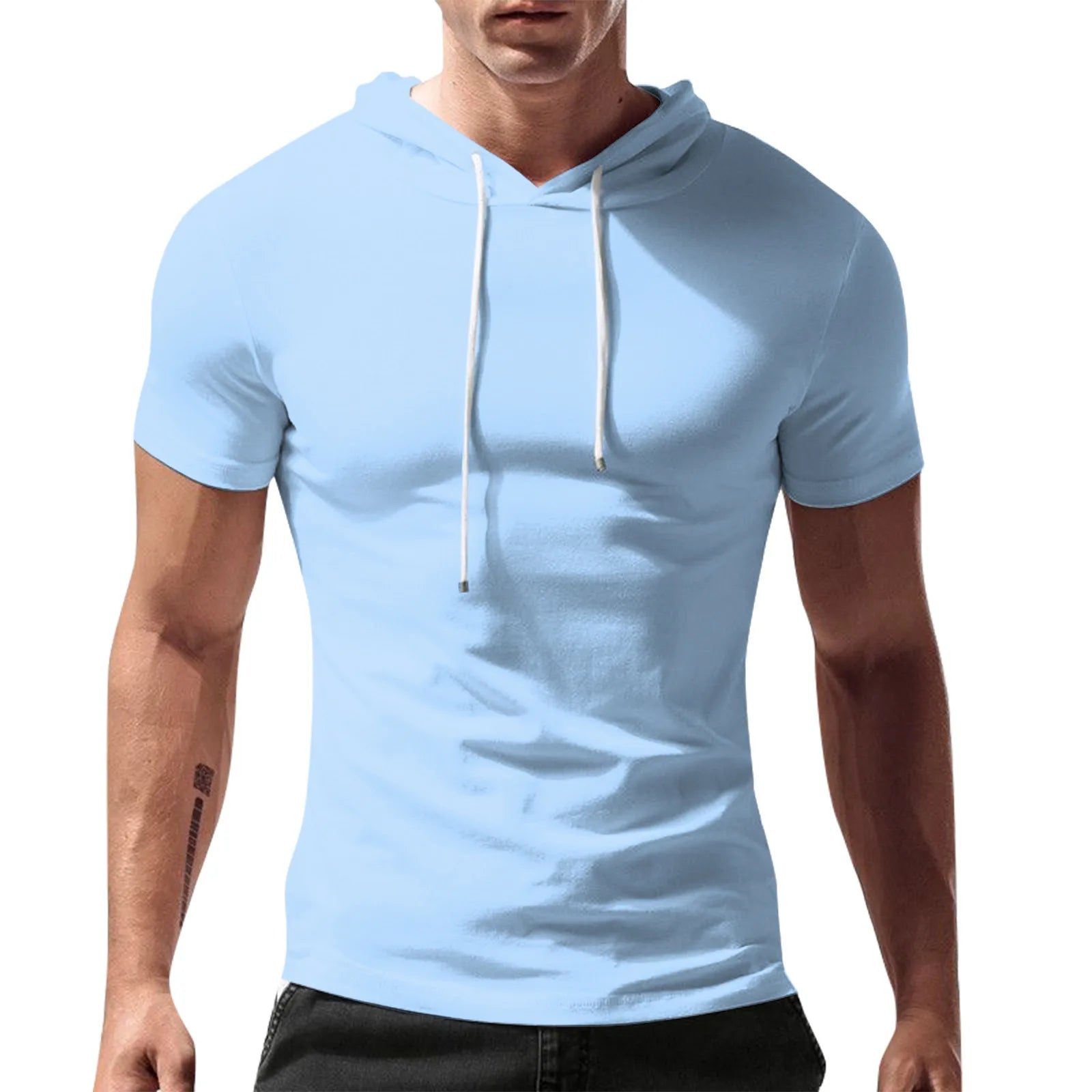 Short Sleeve T-shirt Men's Hooded Casual Loose