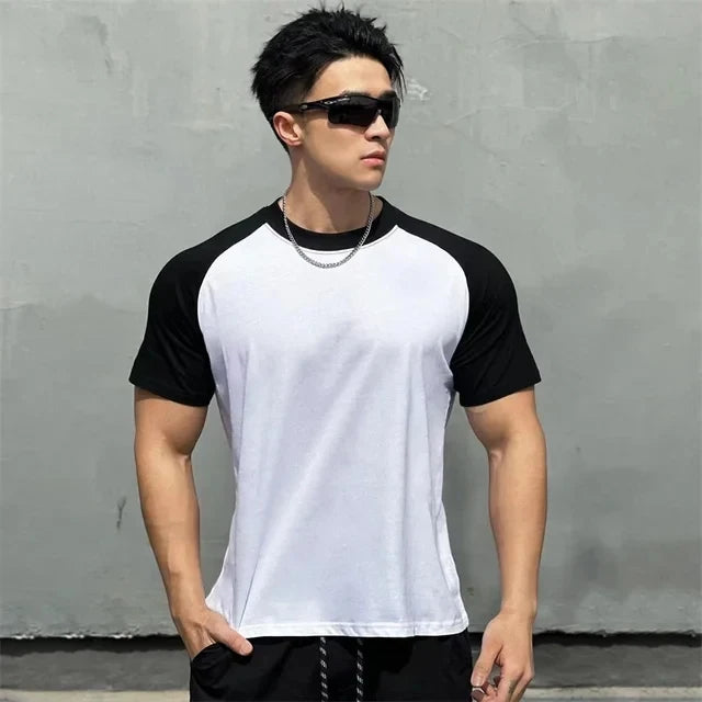 Fitness patchwork short sleeve T-shirt