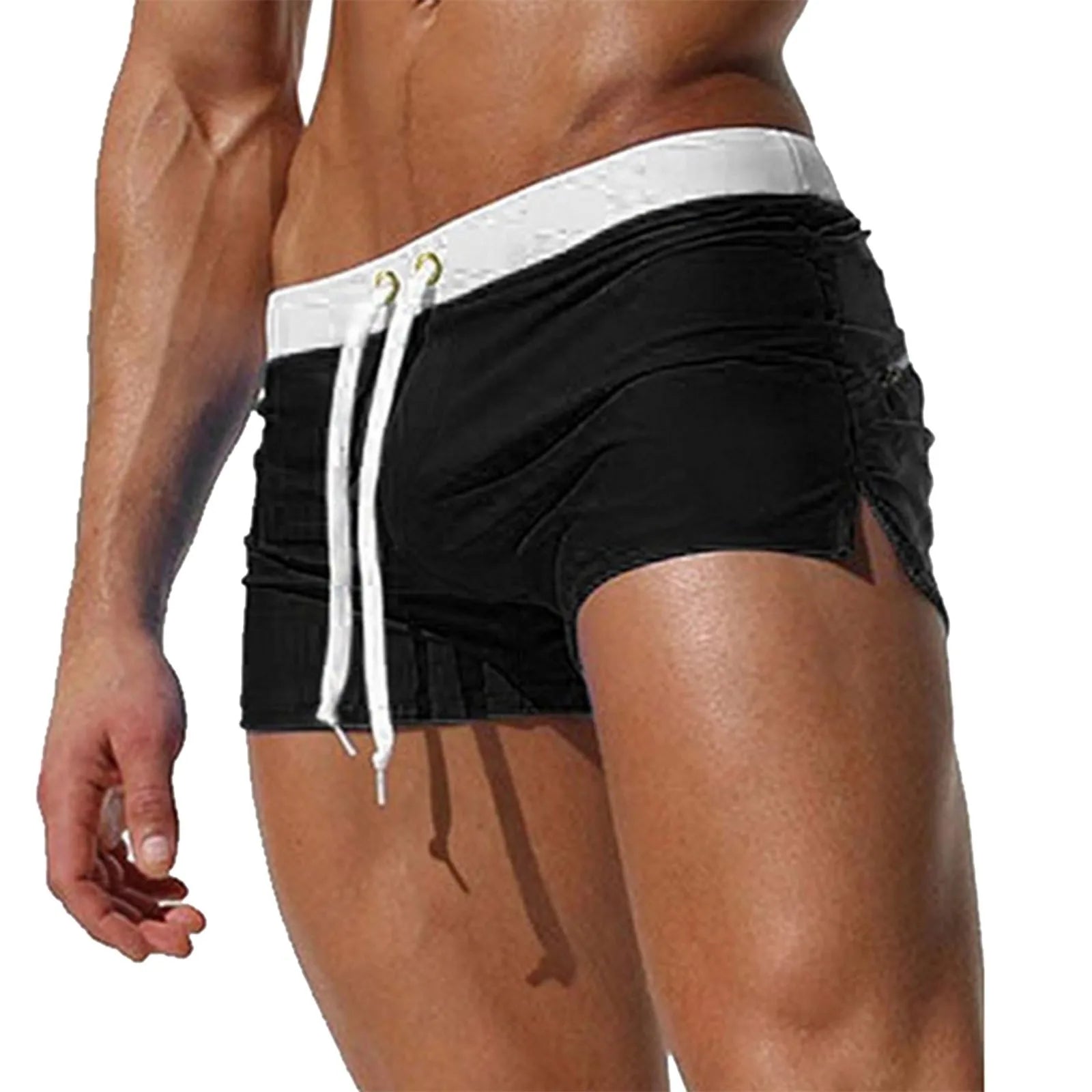 Summer Men's Beach Shorts White Zipper Pocket