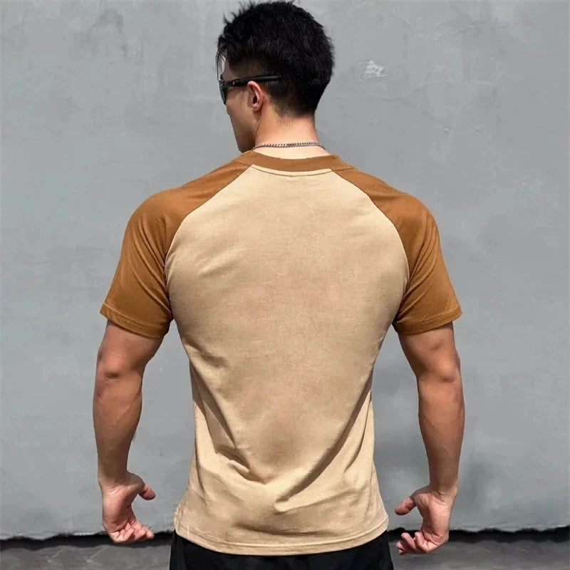 Fitness patchwork short sleeve T-shirt