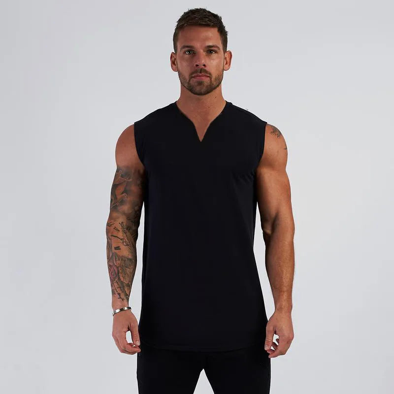 Cotton V-neck Fitness Tank Top