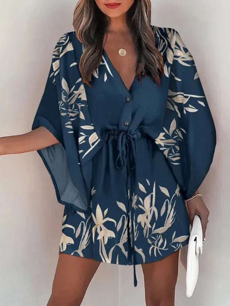 V-neck Flared Sleeve Cover Up