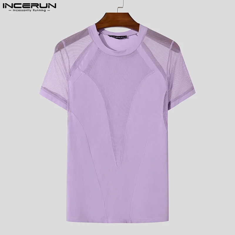 Sexy Men's Mesh Splicing T-shirt