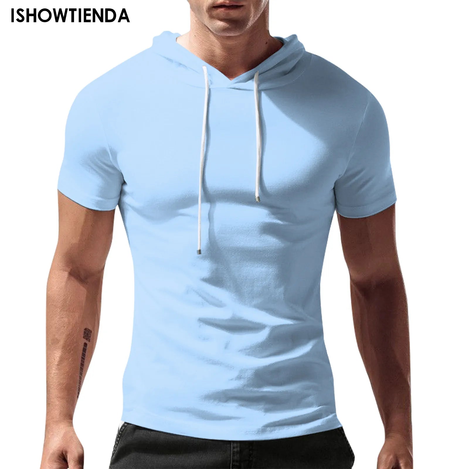 Short Sleeve T-shirt Men's Hooded Casual Loose