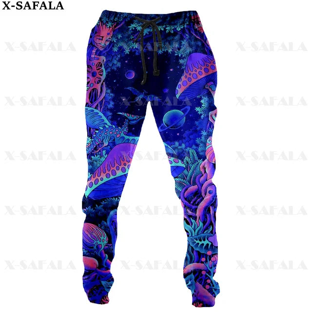 Colorful Mushroom 3D Print Men Pants Long Y2k